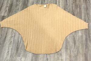 Kerisma Tan Ribbed Dolman Sleeve G550K Knit Poncho Sweater Top